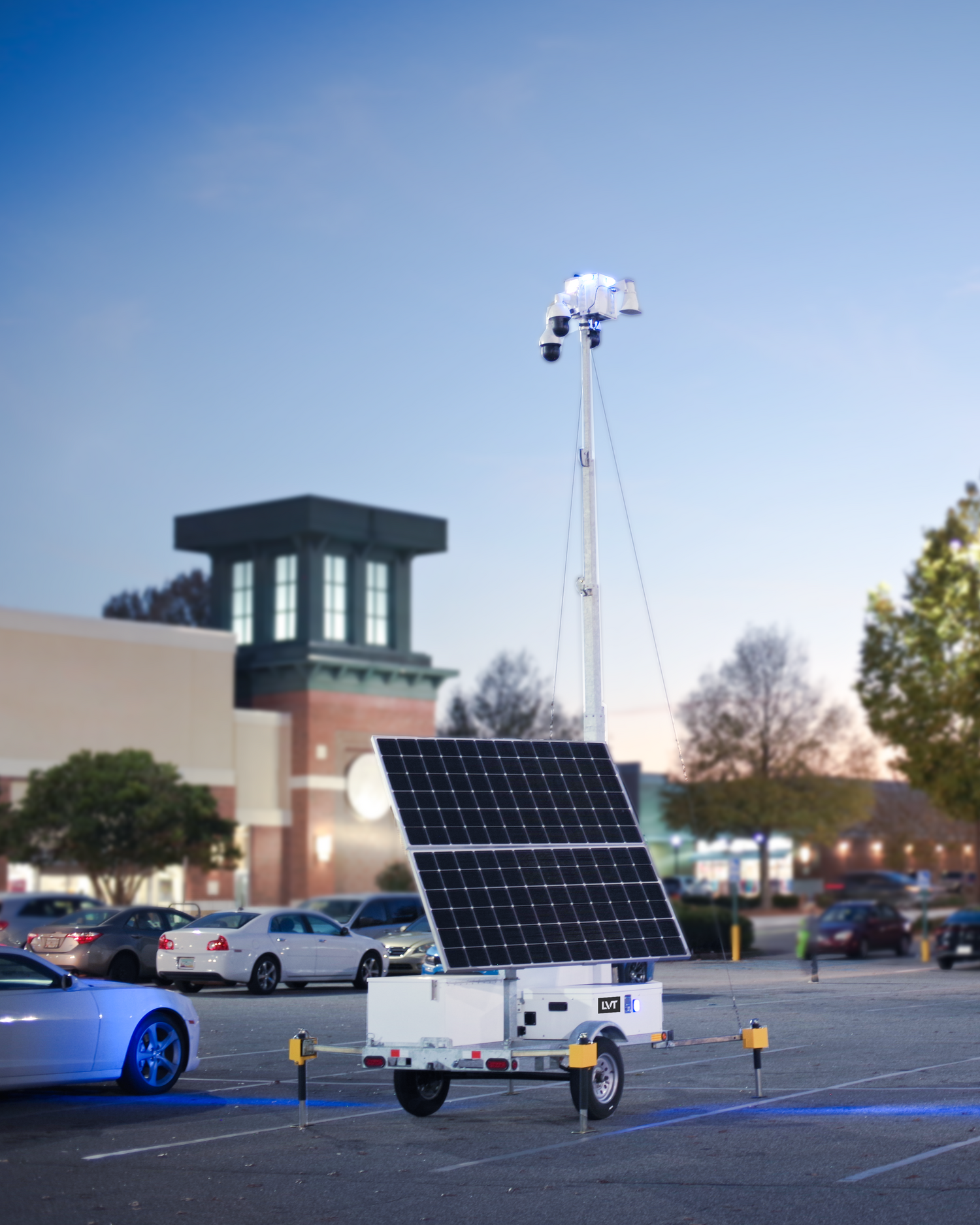 LVT Unit in a parking lot, showing deployable camera with solar panels.