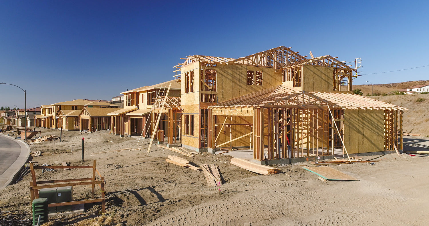 In progress construction site for housing tract