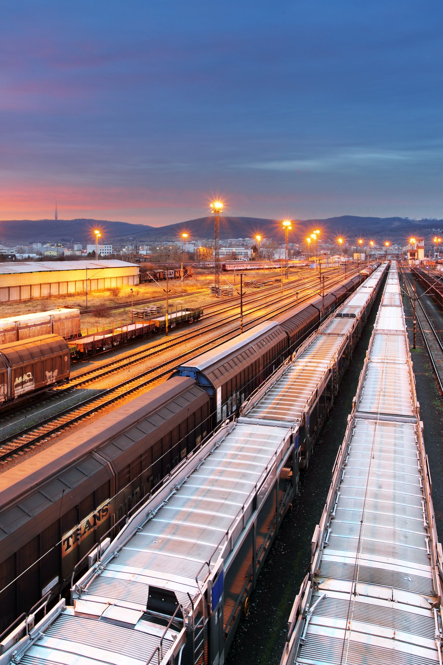 View of train station from above