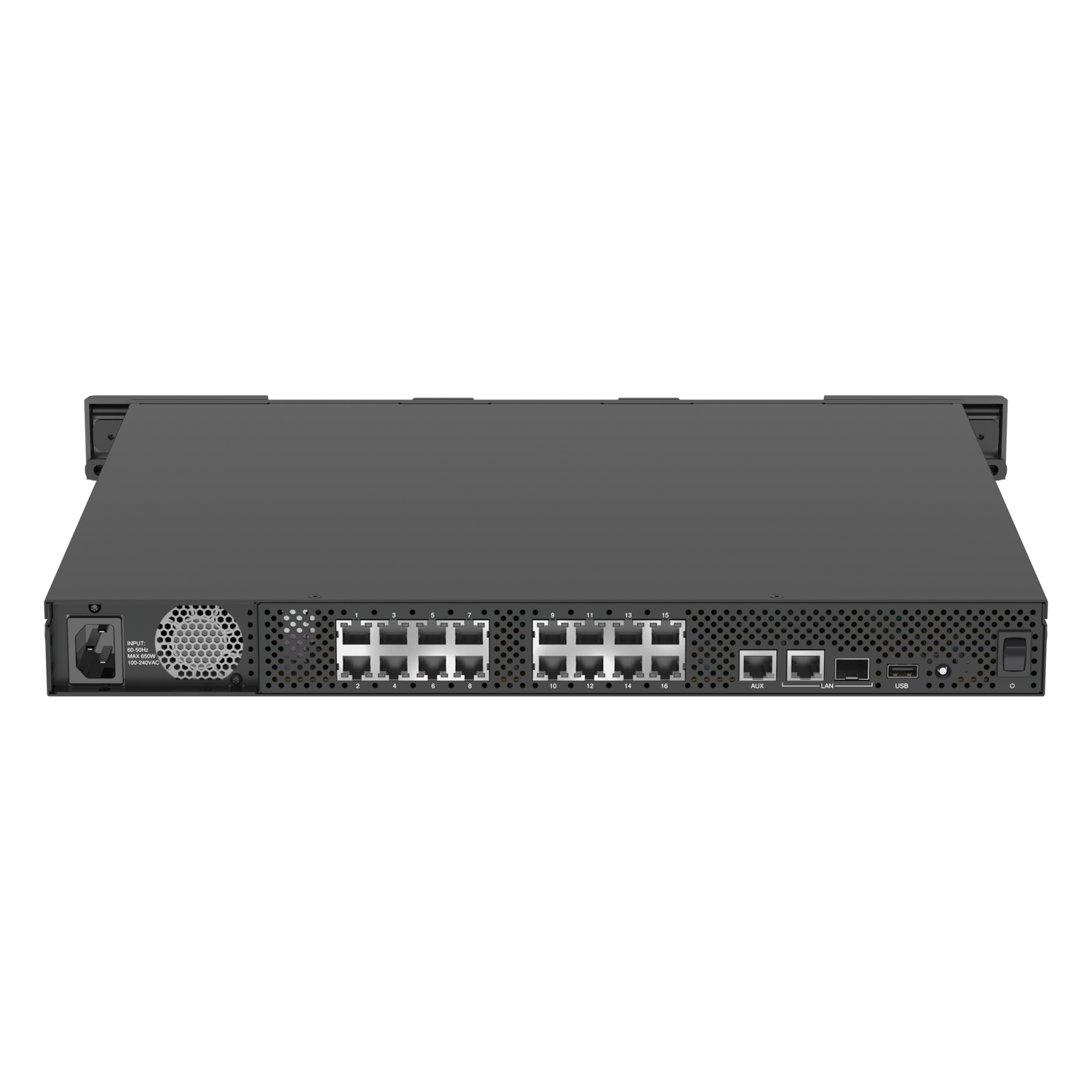 S3016 video recorder PoE switch back angle.
