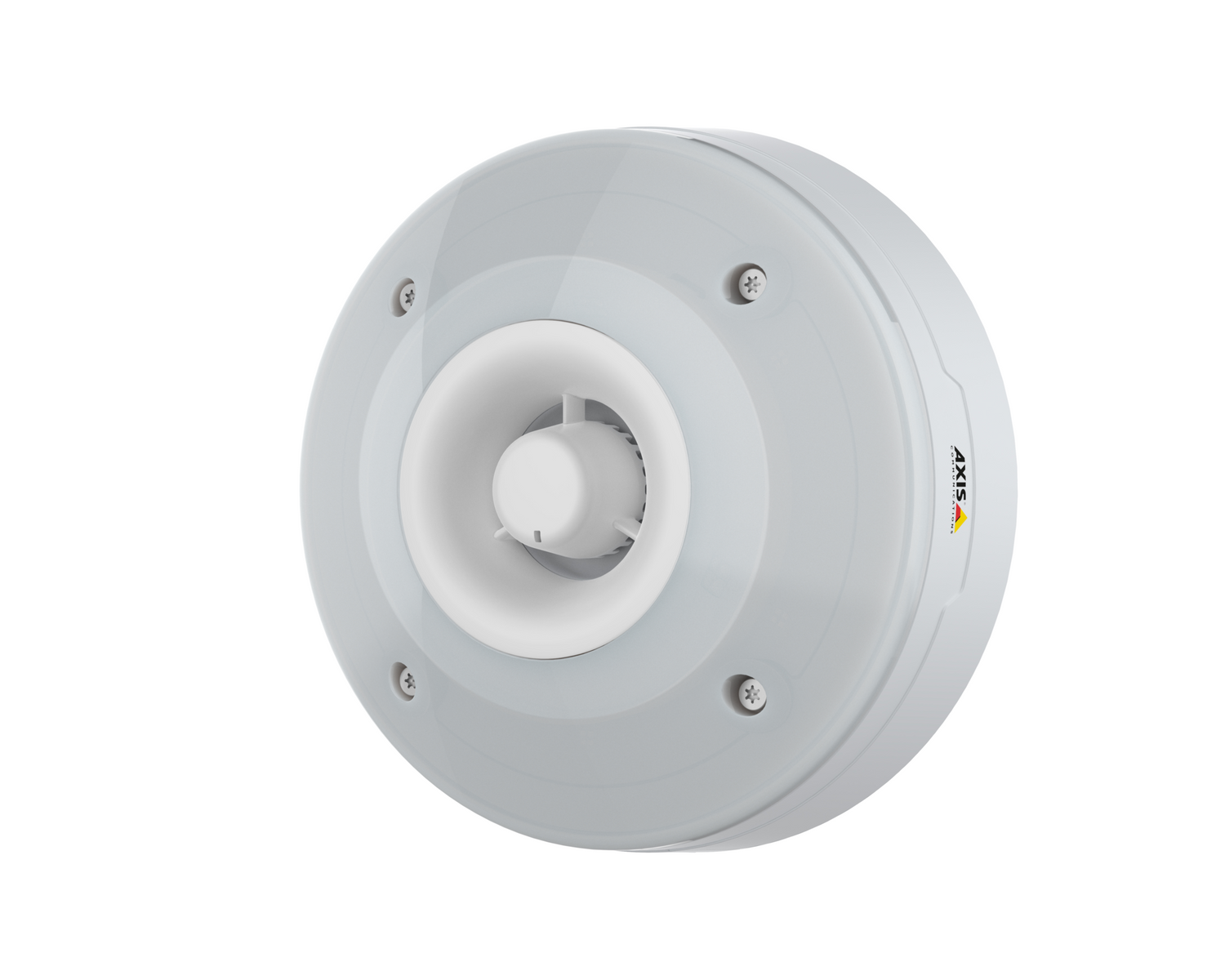 White d4100e network strobe siren, angled left.