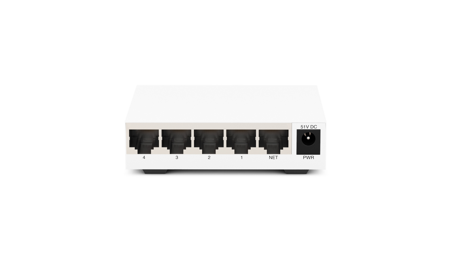 White AXIS ​D8004 unmanaged PoE switch back angle.