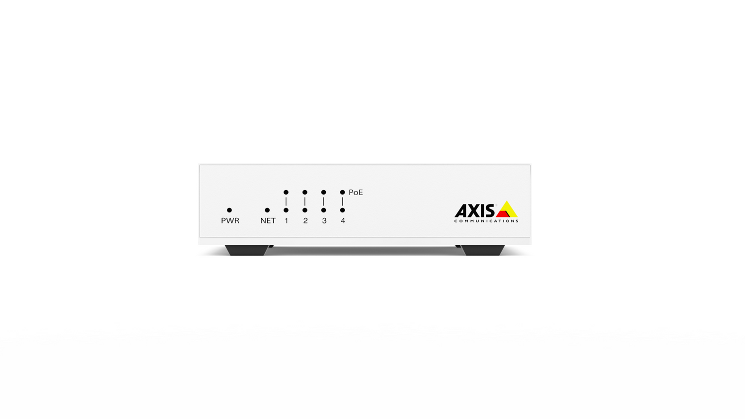 White AXIS ​D8004 unmanaged PoE switch front angle.