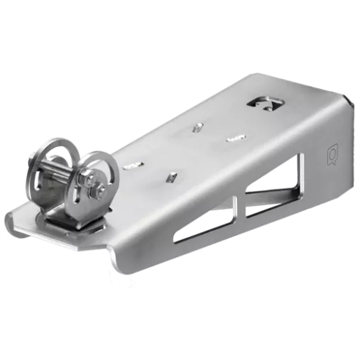 Metal AXIS excam-xf mounting bracket angled left.