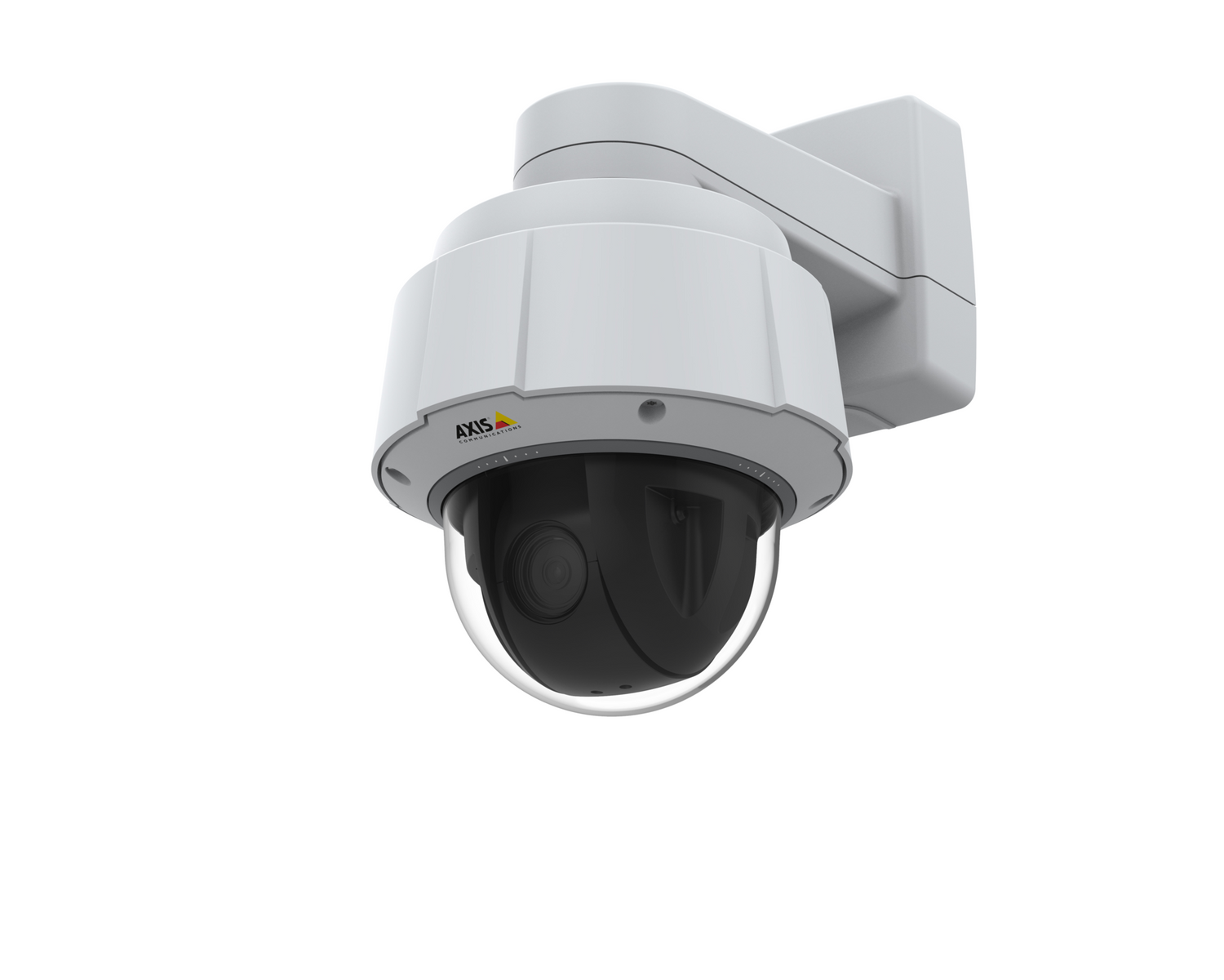 Q 6075 e wall mount camera angled left.