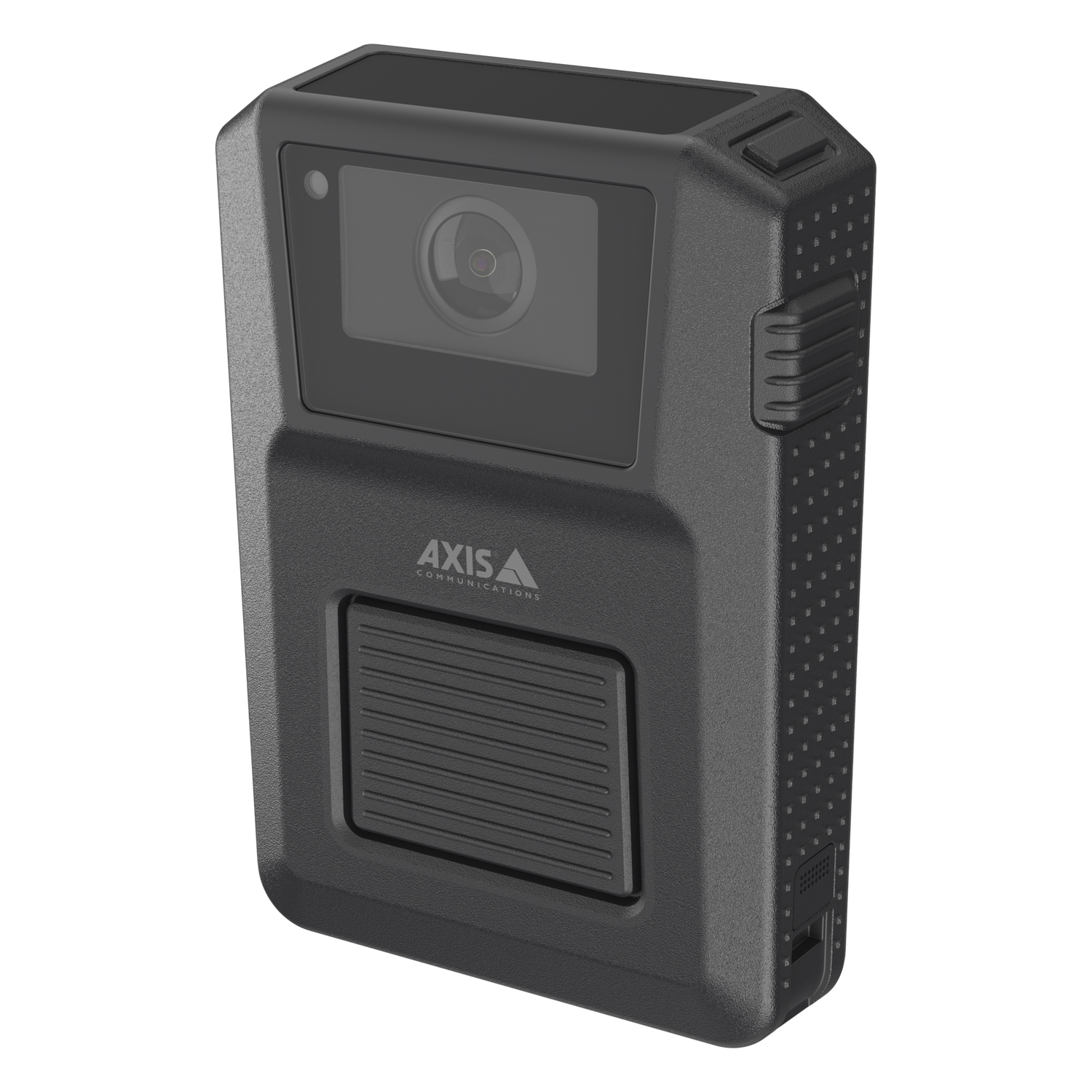 w120 body warn camera, black, left side profile.