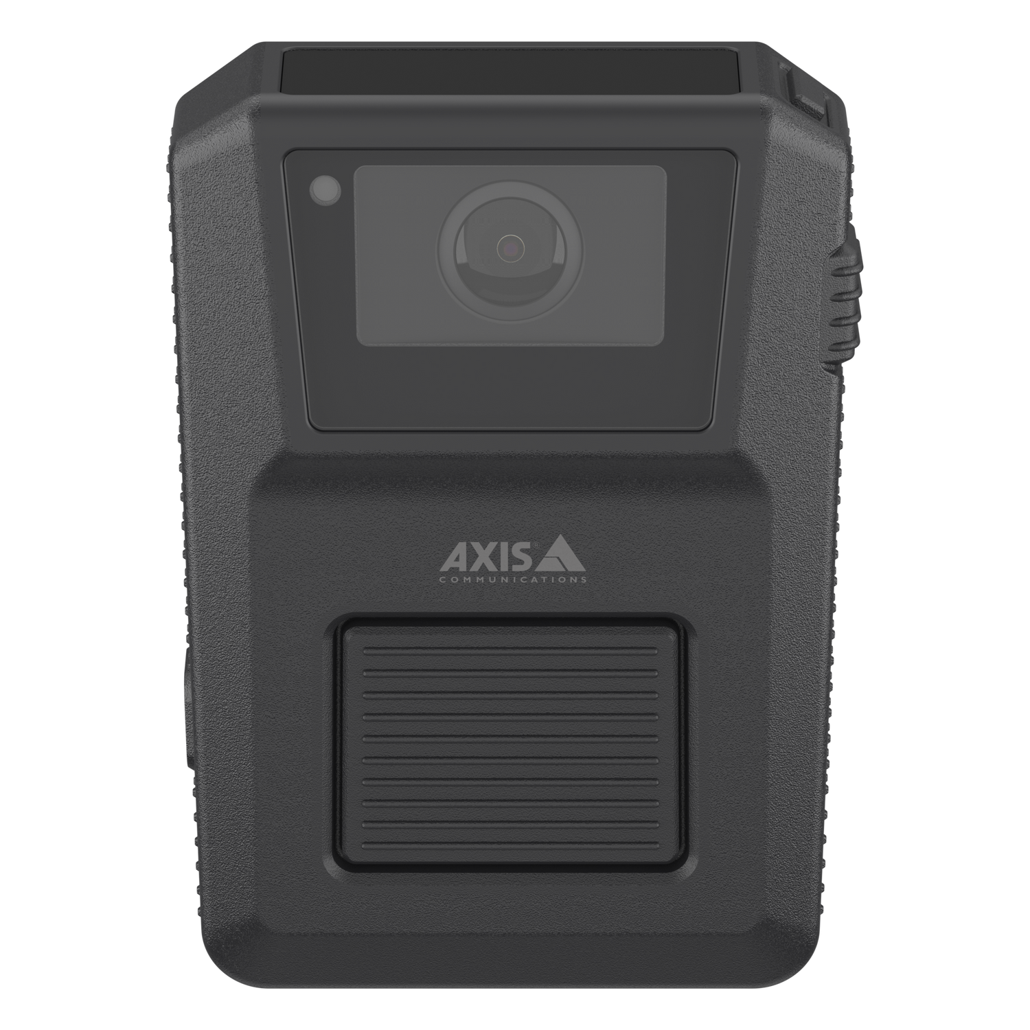 w120 body warn camera, black, front angle.