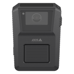w120 body warn camera, black, front angle.