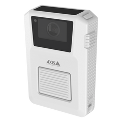 w120 body warn camera, white, left side profile.