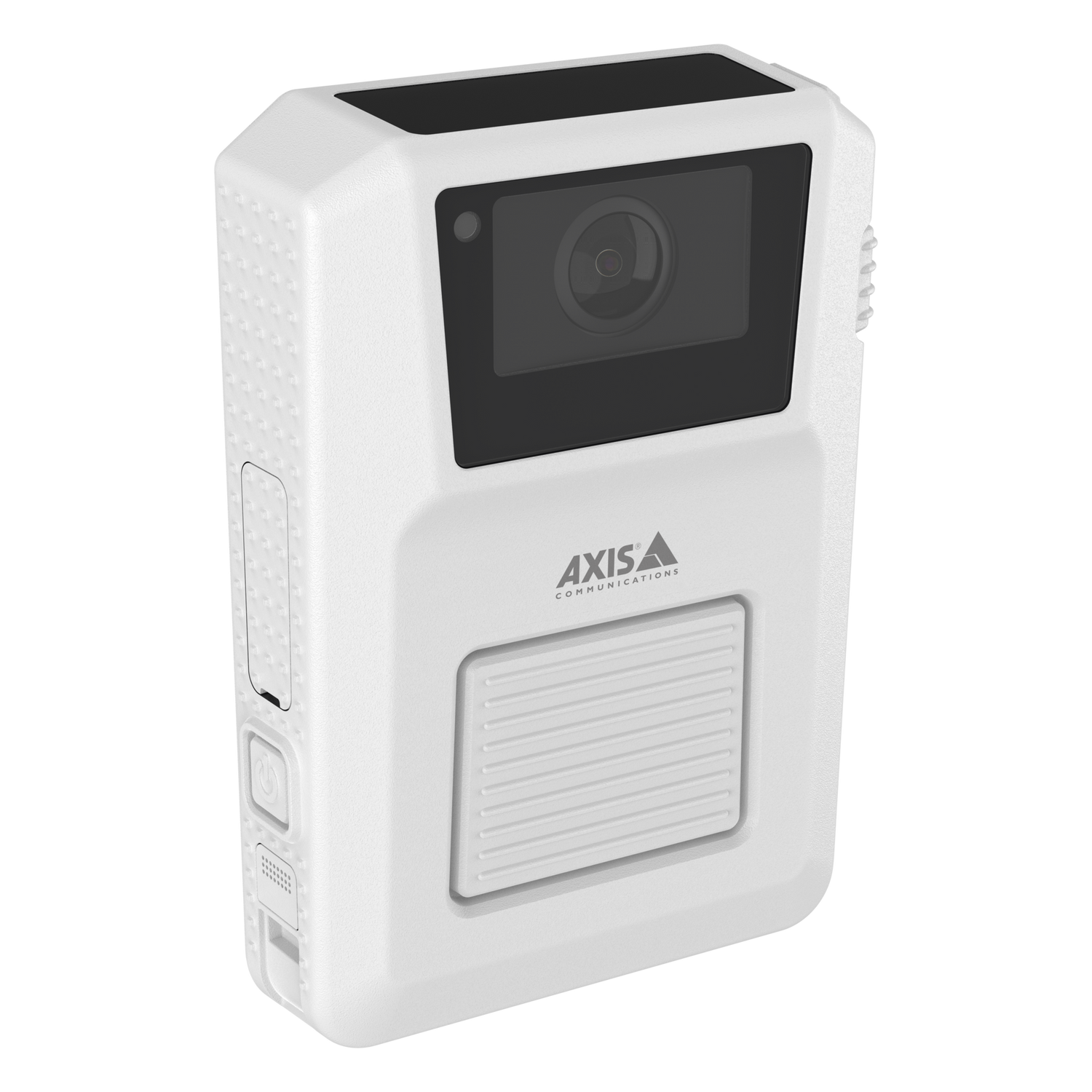 w120 body warn camera, white, right side profile.